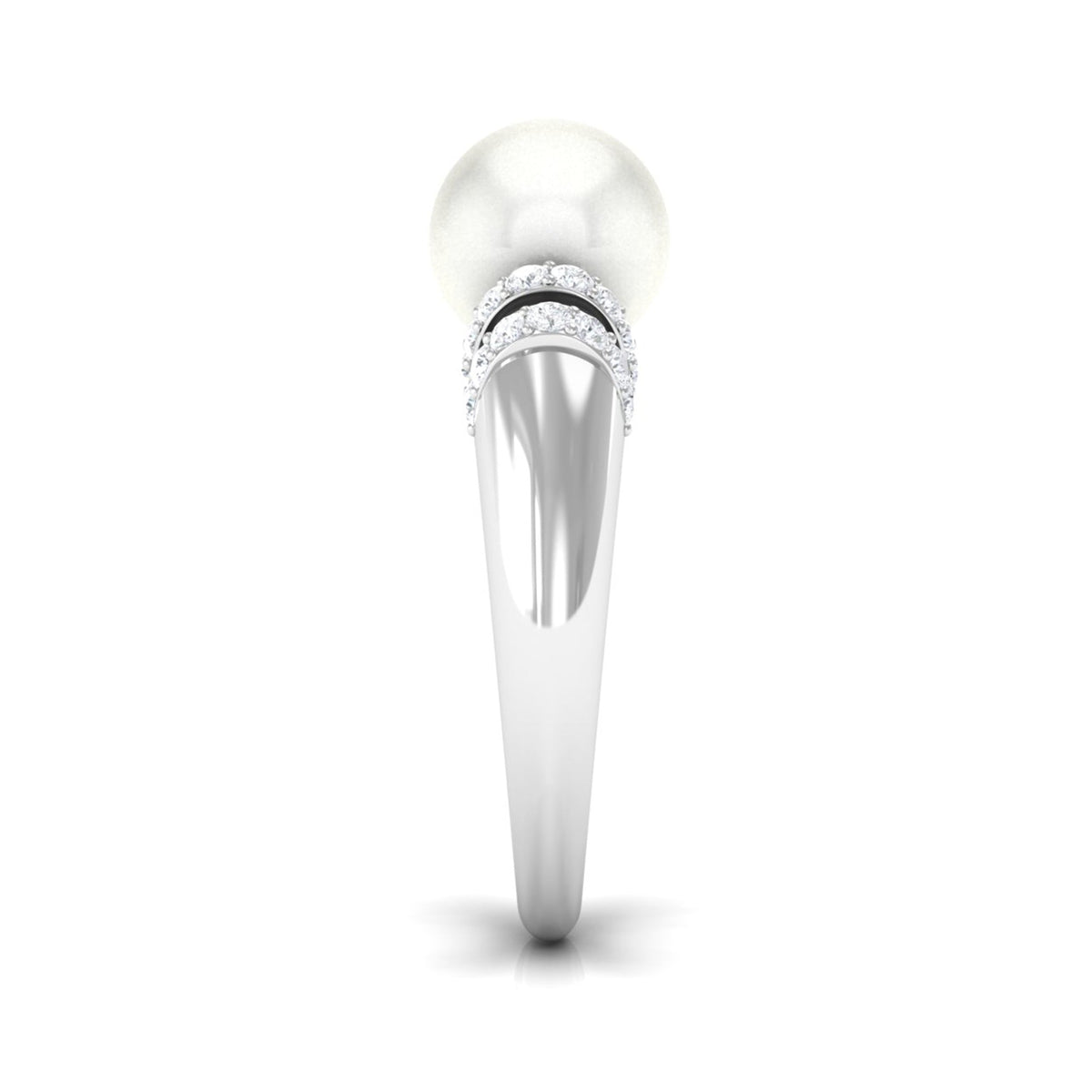 7.48-carat freshwater pearl solitaire engagement ring with diamond accent by Rosec Jewels, showcasing elegant jewelry design.