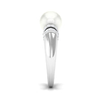 7.48-carat freshwater pearl solitaire engagement ring with diamond accent by Rosec Jewels, showcasing elegant jewelry design.