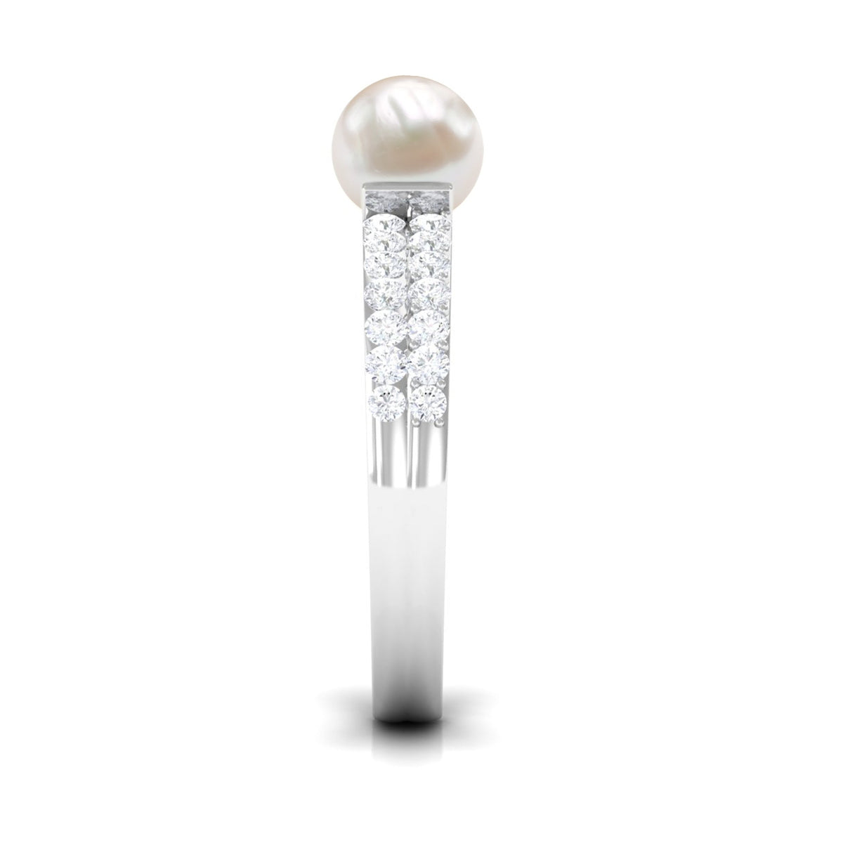 2 Carat Freshwater Pearl Engagement Ring with Diamond