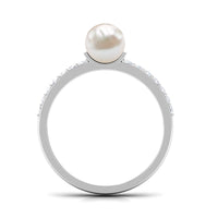 2 Carat Freshwater Pearl Engagement Ring with Diamond