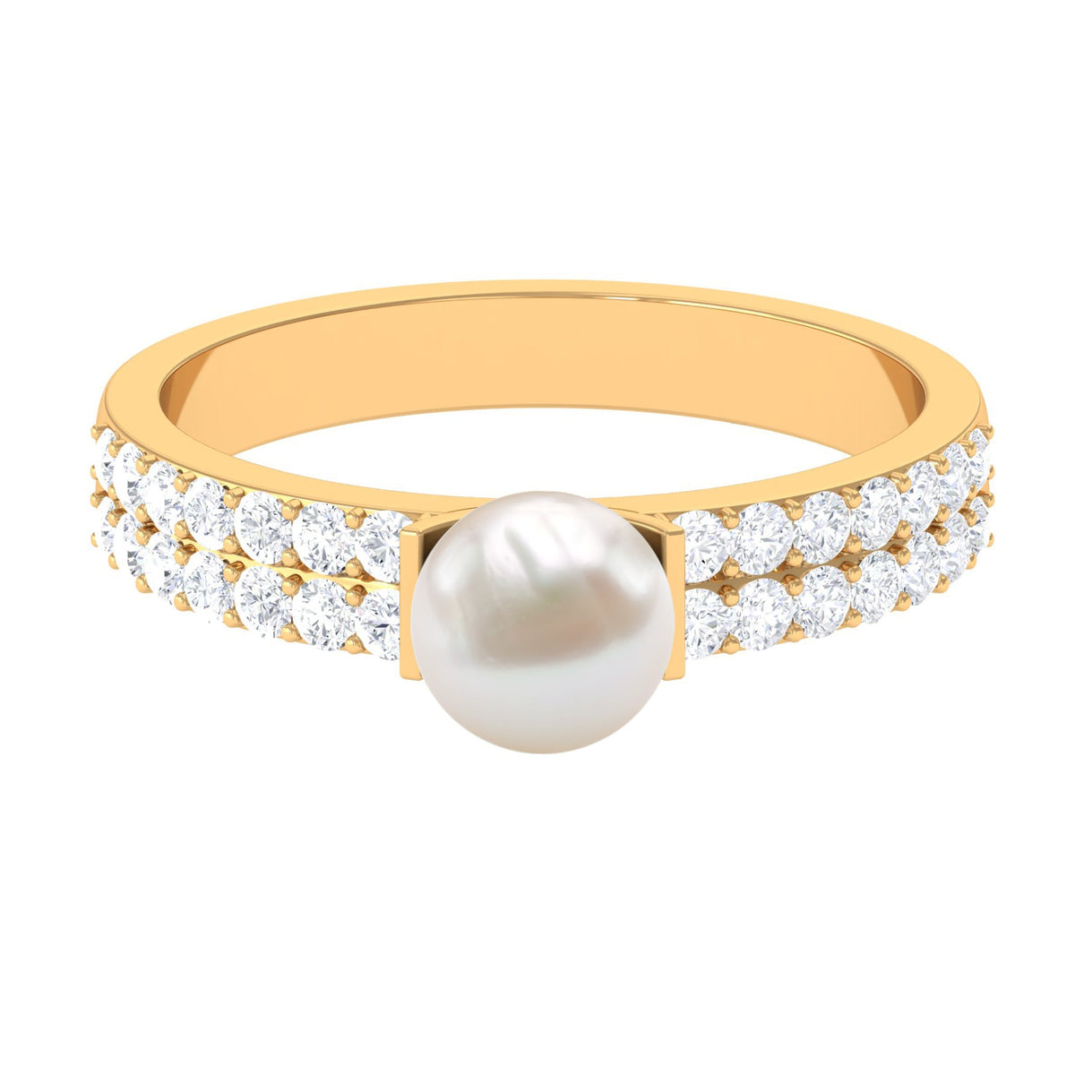 2 Carat Freshwater Pearl Engagement Ring with Diamond