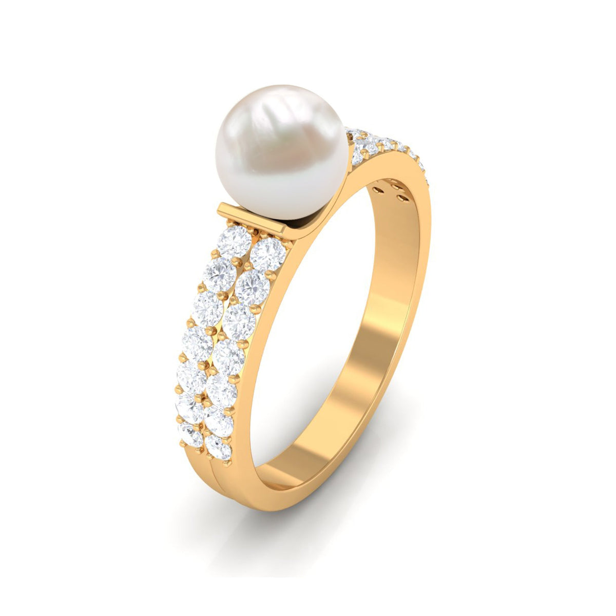 2 Carat Freshwater Pearl Engagement Ring with Diamond