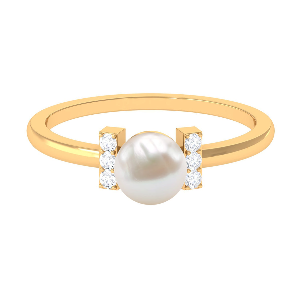 Cultured 2 Carat Freshwater Pearl Solitaire Engagement Ring with Diamond