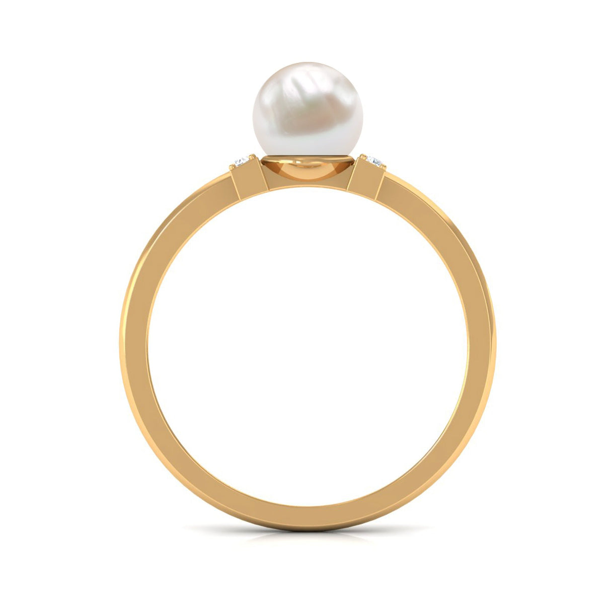 Cultured 2 Carat Freshwater Pearl Solitaire Engagement Ring with Diamond