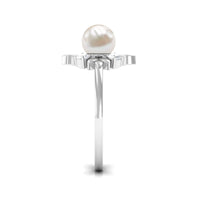 Nature Inspired 2 Carat Freshwater Pearl Engagement Ring with Diamond