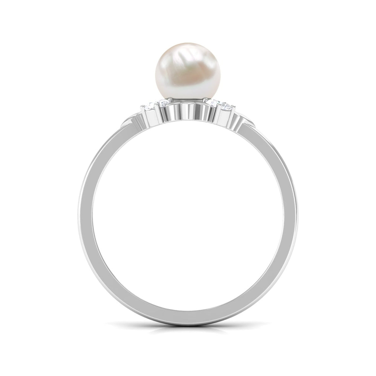 Nature Inspired 2 Carat Freshwater Pearl Engagement Ring with Diamond