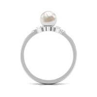 Nature Inspired 2 Carat Freshwater Pearl Engagement Ring with Diamond
