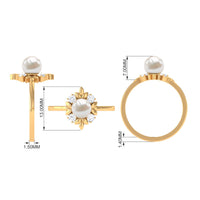 Nature Inspired 2 Carat Freshwater Pearl Engagement Ring with Diamond