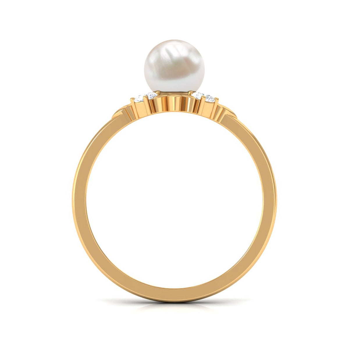 Nature Inspired 2 Carat Freshwater Pearl Engagement Ring with Diamond