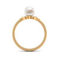 Nature Inspired 2 Carat Freshwater Pearl Engagement Ring with Diamond