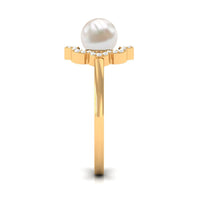 Cultured 2 Carat Freshwater Pearl Flower Engagement Ring with Diamond