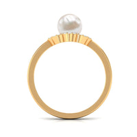Cultured 2 Carat Freshwater Pearl Flower Engagement Ring with Diamond