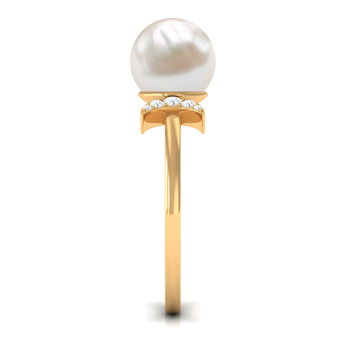Rosec Jewels natural 7.4 carat freshwater pearl solitaire engagement ring with a diamond, showcasing elegant craftsmanship.