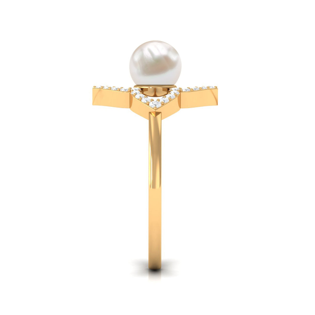 Rosec Jewels 2 Carat Freshwater Pearl flower engagement ring with diamond accents, featuring intricate floral design and elegant craftsmanship.