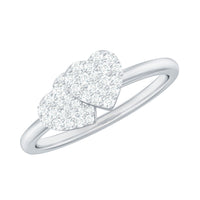Natural Diamond Double Heart Ring for Promise