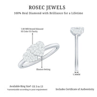 Natural Diamond Double Heart Ring for Promise