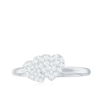 Natural Diamond Double Heart Ring for Promise