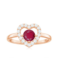 Natural 0.6 Carat Ruby Diamond Heart Engagement Ring for Women