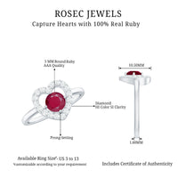 Natural 0.6 Carat Ruby Diamond Heart Engagement Ring for Women
