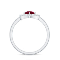 Natural 0.6 Carat Ruby Diamond Heart Engagement Ring for Women