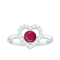 Natural 0.6 Carat Ruby Diamond Heart Engagement Ring for Women