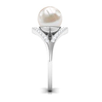7.48 Carat Freshwater Pearl Engagement Ring with Diamond