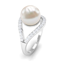 7.48 Carat Freshwater Pearl Engagement Ring with Diamond