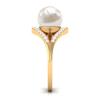 7.48 Carat Freshwater Pearl Engagement Ring with Diamond