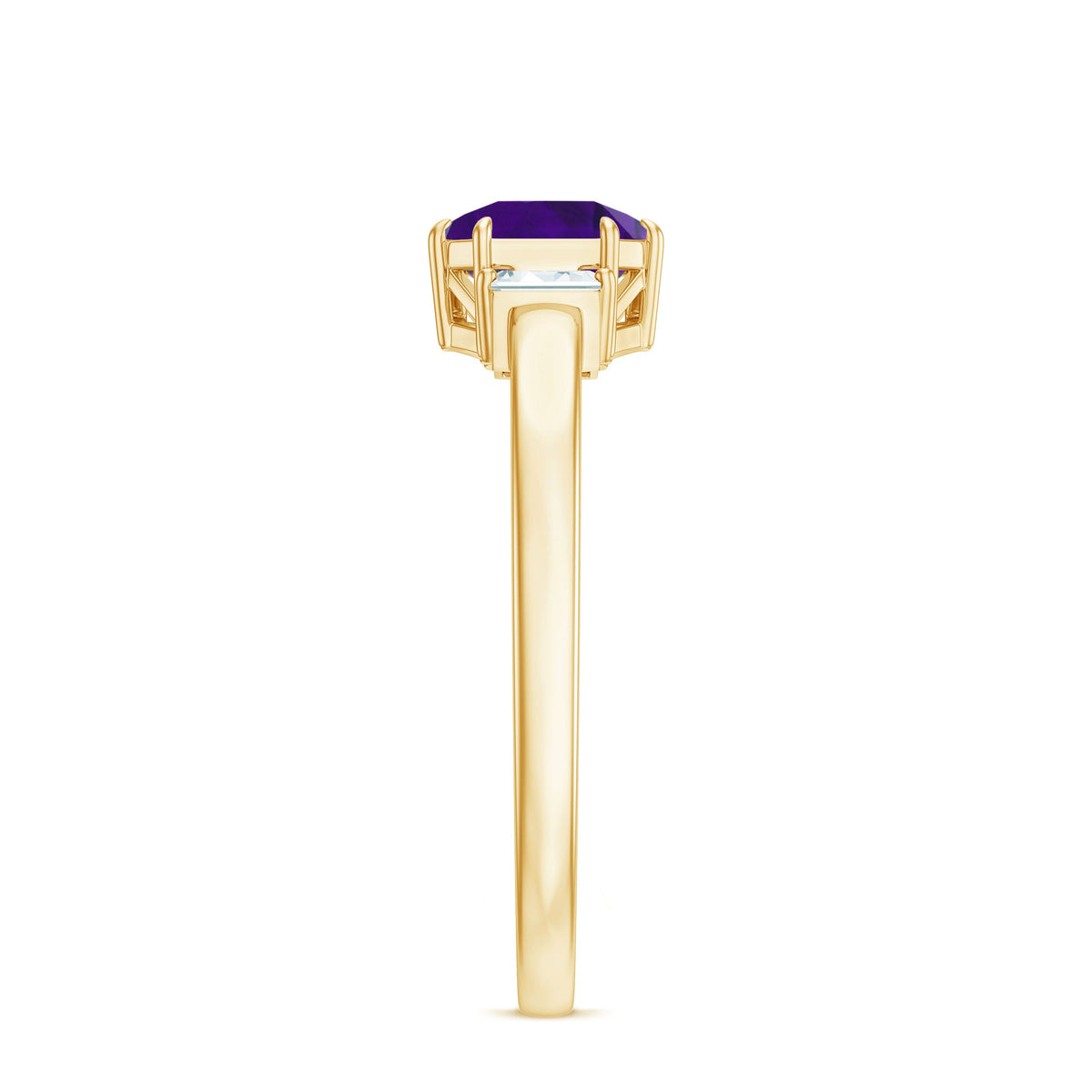 Natural 1.3 Carat Amethyst Asscher Cut Engagement Ring with Diamonds by Rosec Jewels, showcasing the elegant gemstone and detailed band.