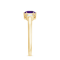 Natural 1.3 Carat Amethyst Asscher Cut Engagement Ring with Diamonds by Rosec Jewels, showcasing the elegant gemstone and detailed band.