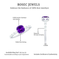 3 Carat Amethyst Asscher Cut Engagement Ring with Diamond
