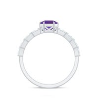 3 Carat Amethyst Asscher Cut Engagement Ring with Diamond