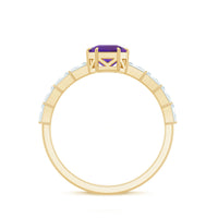 3 Carat Amethyst Asscher Cut Engagement Ring with Diamond