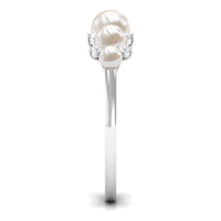 Natural Freshwater Pearl 5 Stone Anniversary Ring with Diamond