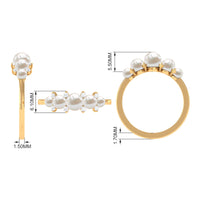 Natural Freshwater Pearl 5 Stone Anniversary Ring with Diamond