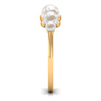 Natural Freshwater Pearl 5 Stone Anniversary Ring with Diamond