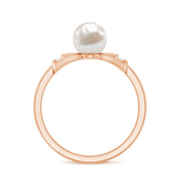 Natural 2 Carat Freshwater Pearl Diamond Engagement Ring with Bow