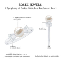 Natural 2 Carat Freshwater Pearl Diamond Engagement Ring with Bow