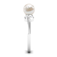 Natural 2 Carat Freshwater Pearl Diamond Engagement Ring with Bow