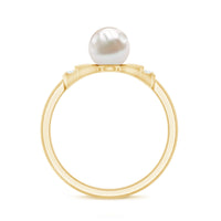 Natural 2 Carat Freshwater Pearl Diamond Engagement Ring with Bow