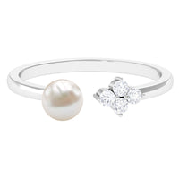 Cultured 2 Carat Freshwater Pearl Promise Ring with Diamond