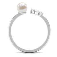 Cultured 2 Carat Freshwater Pearl Promise Ring with Diamond