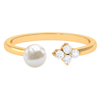 Cultured 2 Carat Freshwater Pearl Promise Ring with Diamond