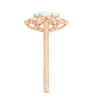 8mm Round Shape Ethiopian Opal Floral Engagement Ring with Diamond