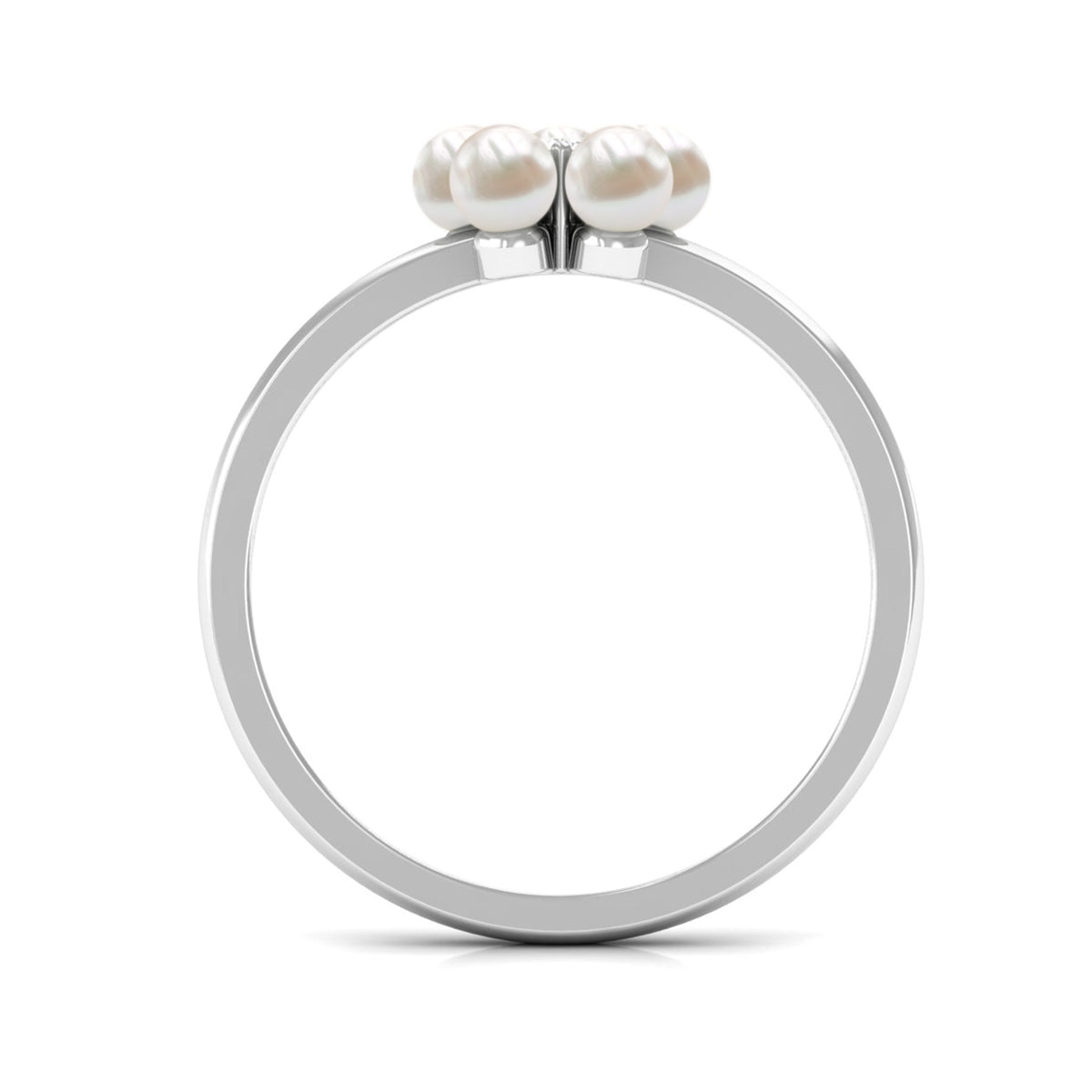 Cultured Freshwater Pearl Flower Promise Ring with Lab Diamond