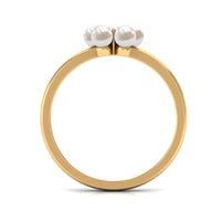 Cultured Freshwater Pearl Flower Promise Ring with Lab Diamond