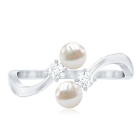 Freshwater Pearl and Diamond Wrap Ring