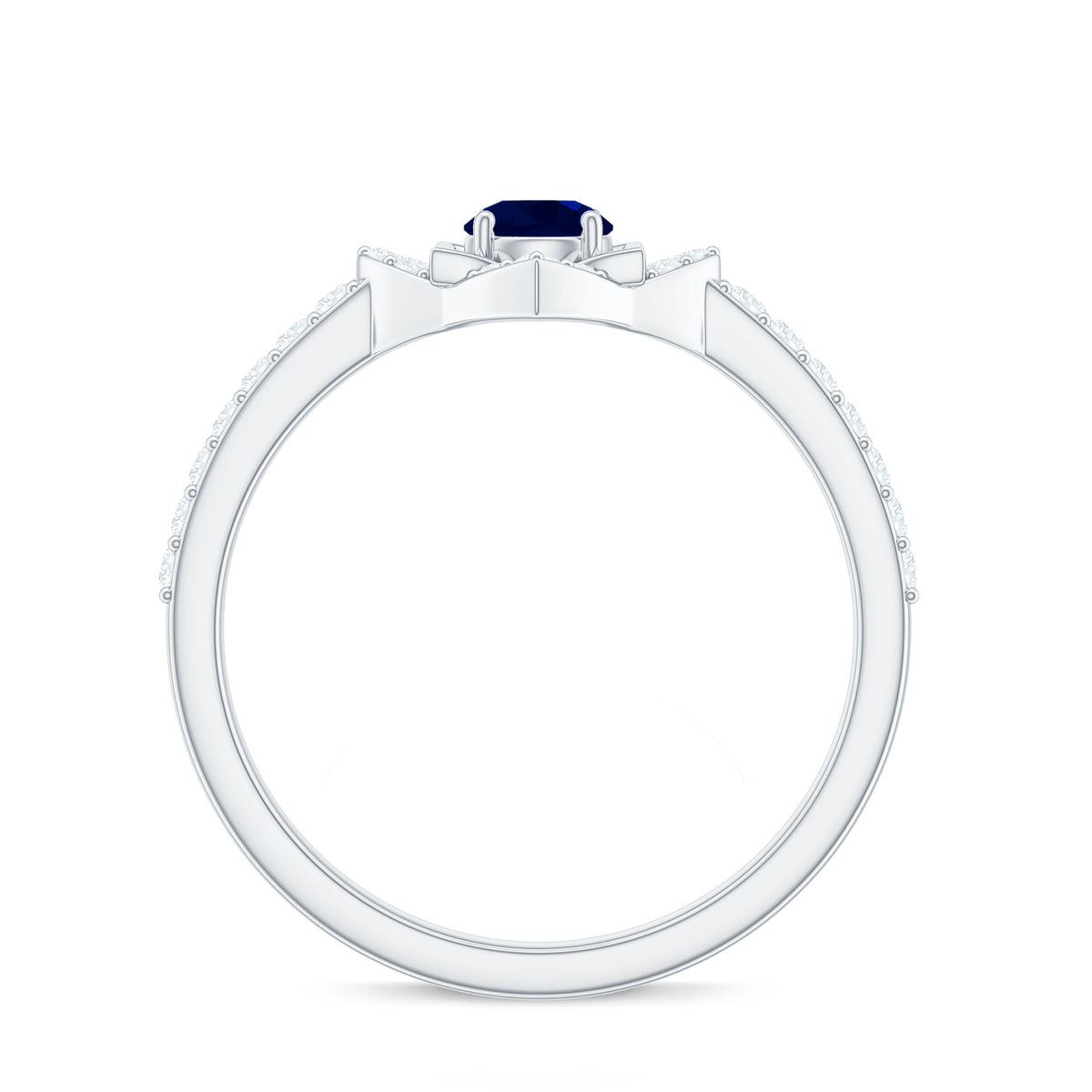 Real blue sapphire and diamond flower engagement ring for women, featuring intricate design and sparkling gemstones by Rosec Jewels.