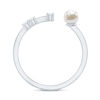 Natural 2 Carat Freshwater Pearl Promise Ring with Diamond