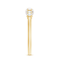 Natural 2 Carat Freshwater Pearl Promise Ring with Diamond